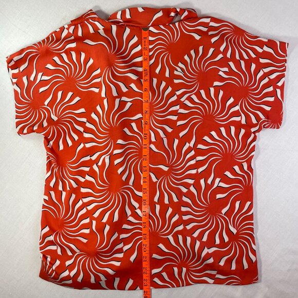 Diane Von Furstenburg Size 8 Dione Silk Stretch Drape Blouse Coral Short Sleeves - Picture 12 of 14